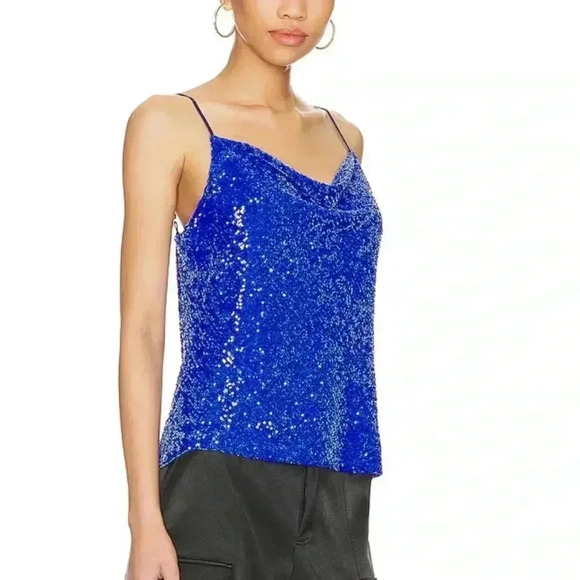 NWT Generation Love Monet Sequin Cami Tank Top Cobalt Blue S - Picture 3 of 4